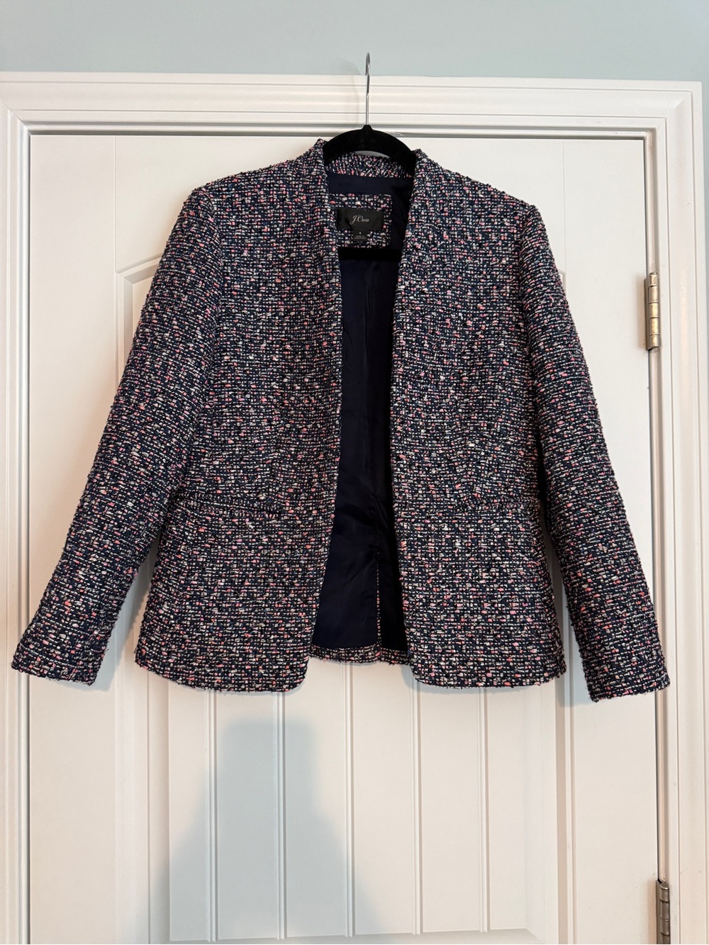 J. Crew Going out blazer in pink confetti tweed, size 4